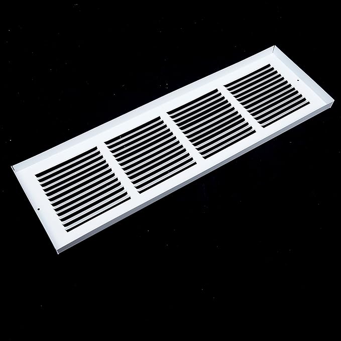 [4 Pack] Fits 24x6 Duct Opening | Steel Baseboard Return Air Grille by Handua | Vent Cover Grill | 7/8" Margin Turnback [Depth] to Fit Baseboard | White | Out. Dim.: 25.75"W X 7.75 "H