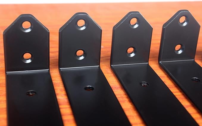 12 Pack - L 5" x H 2" x W1.5, 5mm Thick Black L Shelf Bracket, Iron Shelf Brackets, Metal Shelf Brackets, Floating Shelf, Shelf Supports with Screws Blind