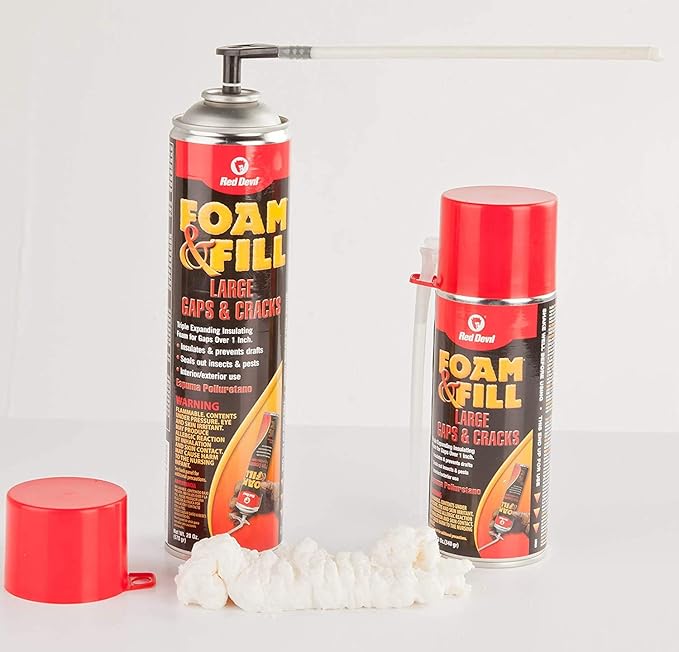 Red Devil 91212 Foam & Fill Large Gaps & Cracks Expanding Polyurethane Sealant, 20 oz., Off-White, Case of 12