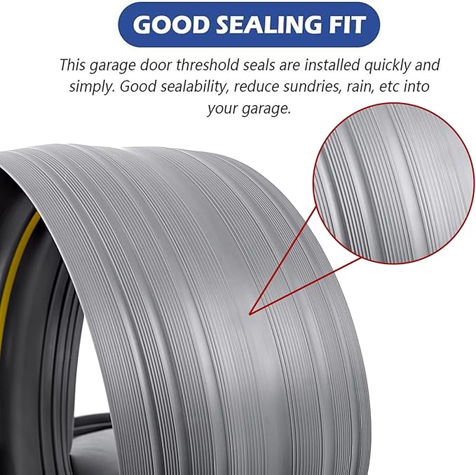 ToLanbbt 10Ft/3M Universal Garage Door Rubber Threshold Strip with 300ml Black Adhesive, Weatherproof Seal Strip DIY Weather Stripping Replacement (Grey+Yellow)