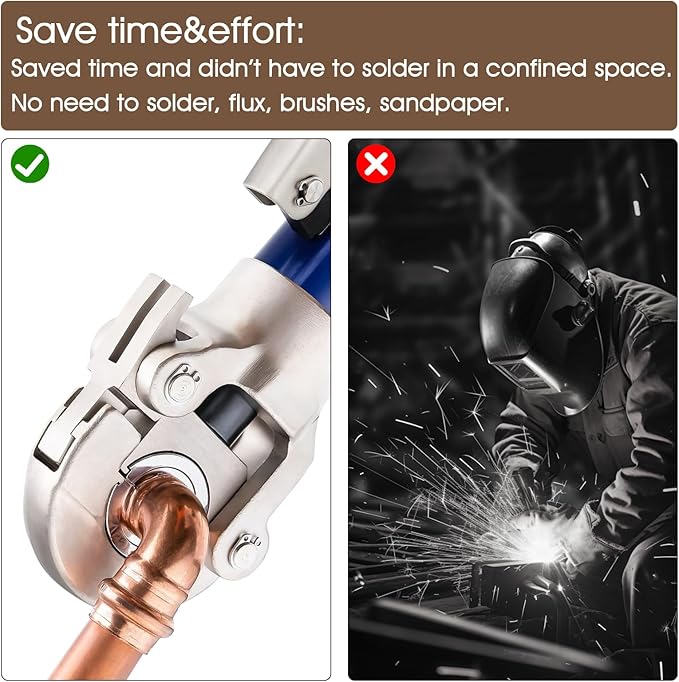 12PK Copper Press Fittings 3/4 inch 45-Degree Elbow Copper Coupling Zero Lead PxP 3/4”x3/4”,45 Degree Elbow Fittings for Copper Tube Connection&Plumbing,OD 7/8",Use with Hydraulic Press Fitting Tool