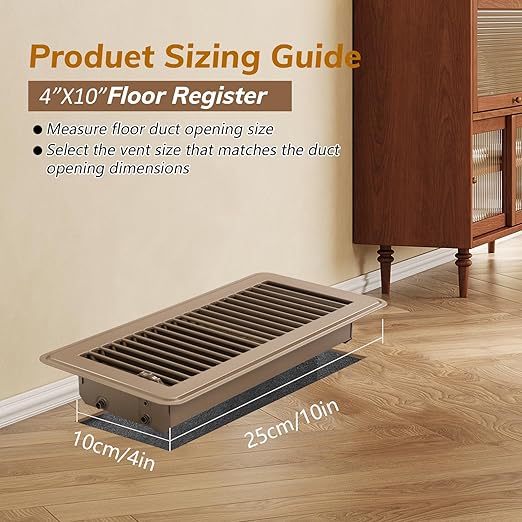 12Pcs Floor Vents Floor Registers 4x10 Inch, Heavy Duty Metal Hot Air Vent Covers 4x10 Inch with Rust-Proof Finish for Home Heater Floor Vent Grilles and Vents