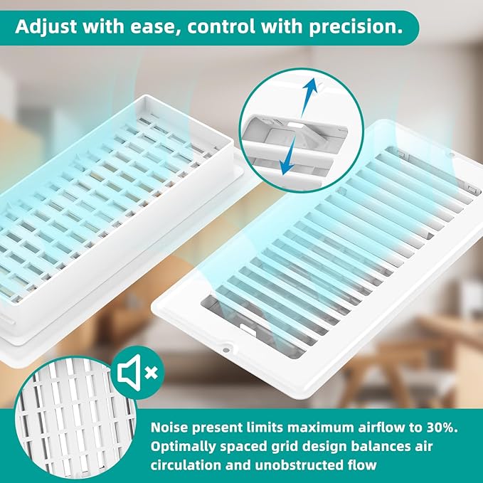 Floor Register 6x10-2 Pack Vent Covers for Home Floor Wall Ceiling with Screw Heavy Duty Steel Walkable Finish Metal Floor Vent Covers Adjustable Airflow HVAC Register Grilles