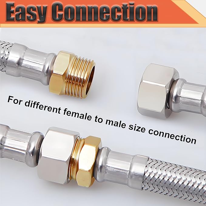 Brass 3/4" NPT Male to 1/2" Female Reducer Bushing, Brass Pipe Hex Bushing NPT Male to Female Pipe Fitting Adapter for Reduce Pipe (3/4”mnpt-1/2”fnpt)