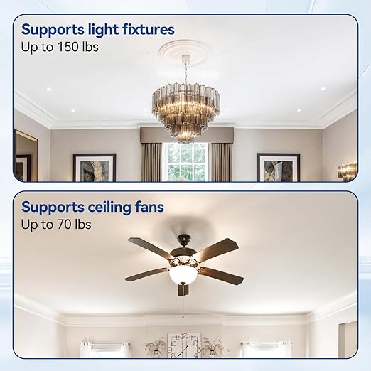 Ceiling Fan Box, PVC, 12 Cubic Inch, UL Listed, 12 Pack