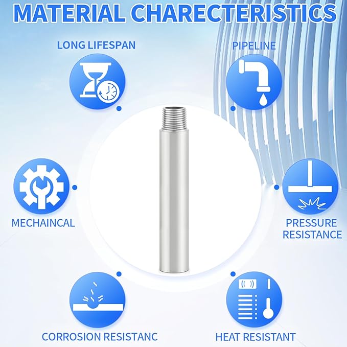 ChillWaves 304 Stainless Steel Pipe Fitting, Nipple Cast Pipe 3/8" NPT Male x 3/8" NPT Female Thread 4" Length(100MM)(2-PACK)