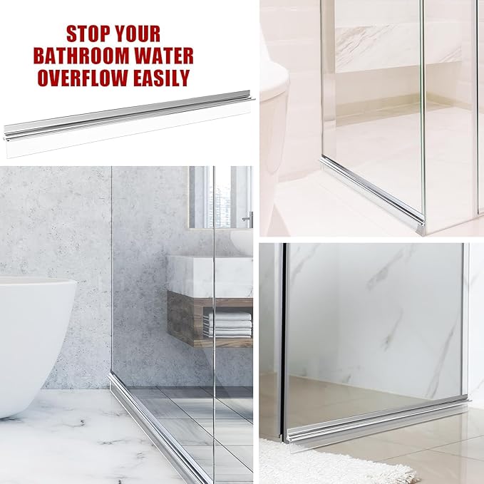 30" Chrome Framed Shower Door Replacement Drip Rail with Vinyl Sweep Door Water Deflector, Applied Mounting Tape and Screws (30Inch)