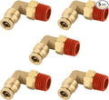 1/4" Quick Push to Connect Fittings Brass 90 Degree Union Swivel Elbow Joint DOT Approved 1/4" Tube OD x 1/4" NPT Thread Air Brake Line Adapter Air Suspension Kit for Car Truck Trailers 5pcs