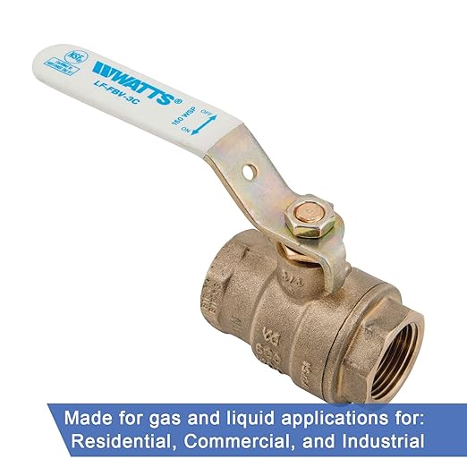 Watts LFFBV-3C-M1 Series 3/8" Lead-Free 2-Piece Full Port Chrome-Plated Brass Ball Valve with Female Threaded End Connections, Copper Silicon Alloy Body, O-Ring Seal, Steel Handle