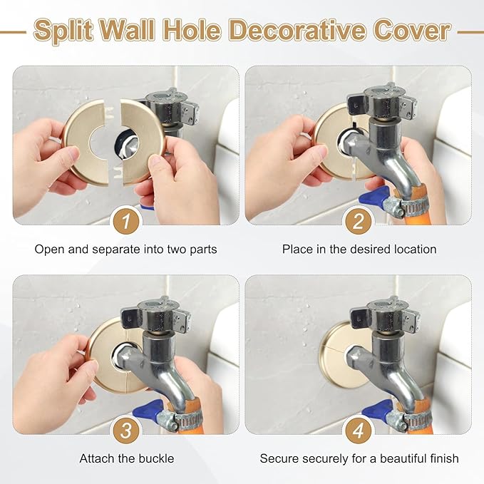 PATIKIL Wall Split Flange 80mm / 3.1" OD, 4 Pcs Round Escutcheon Plate Cover PPR Plumbing Cover Plates with Self-Adhesive Tape for 22.5mm / 0.9" Dia Water Pipe Faucet, Silver
