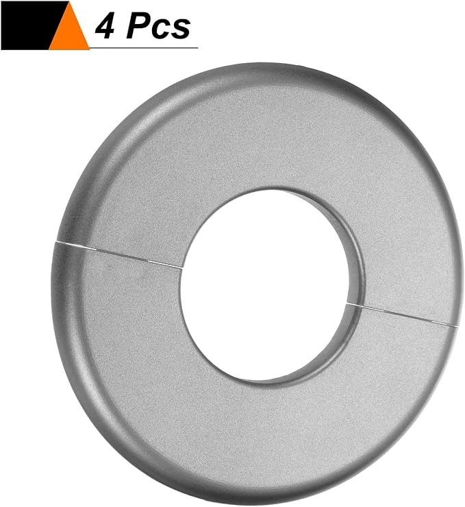 HARFINGTON 4pcs Wall Split Flange 44mm/1.7" Self-Adhesive Plumbing Cover Plates ABS Plastic Round Escutcheon Plate Buckle Design for Water Pipe Bathroom Kitchen Decoration, Gray