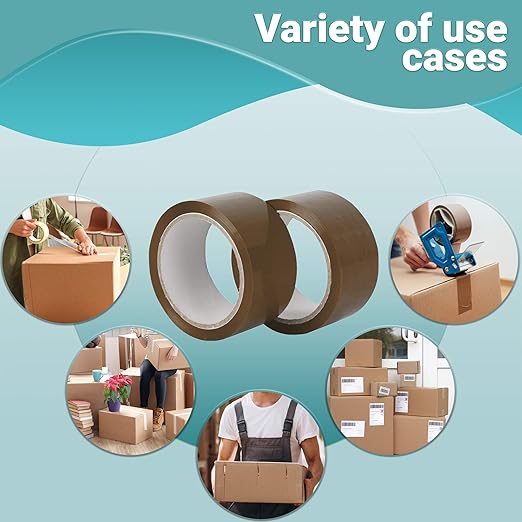 APQ 36 Rolls of Tan Carton Sealing Tape 2" x 55 yds. Thickness 1.6 Mil. Acrylic Packaging Tape for Wrapping, Packing, Shipping, Moving Boxes. Acrylic Emulsion Adhesive. No Weathering, Yellowing.