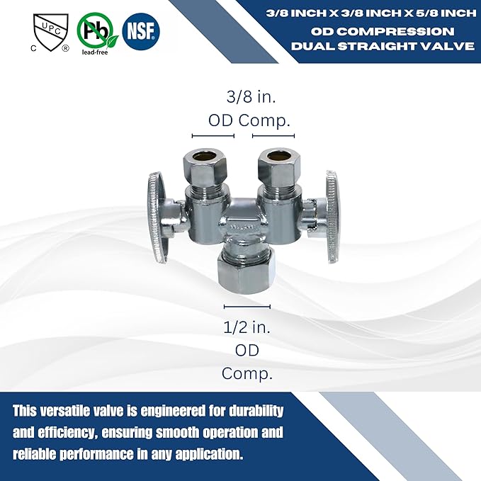 XFITTING OD Compression Valve, 3/8" x 5/8" Dual Straight, 4-4-3=5XX