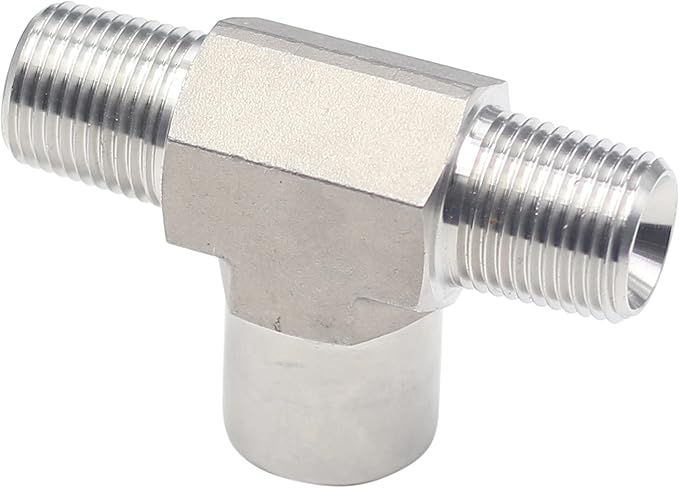 HFS(R) 304 Stainless Steel Forged Pipe Fitting Street Tee 1/2" NPT Male x 1/2" NPT Female x 1/2" NPT Male