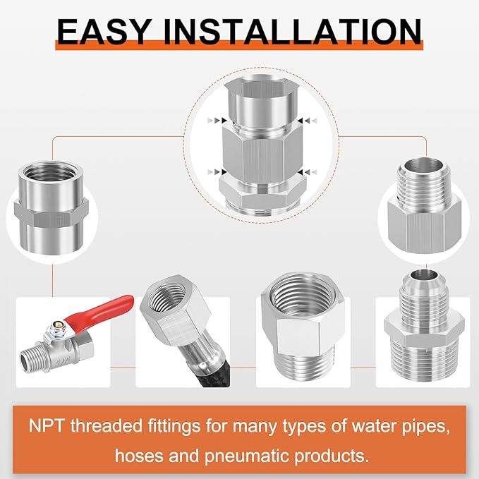 2 Pack 304 Stainless Steel Male to Male Adapter, 3/4" Male NPT x 1/4" Male NPT Hex Nipple Pipe Extension Fitting for Industrial, Automotive, Fluid Transfer, Home Gardening, Water