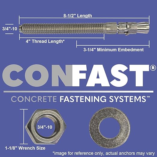 CONFAST 3/4" x 8-1/2" Galvanized Wedge Anchor (Box of 10)