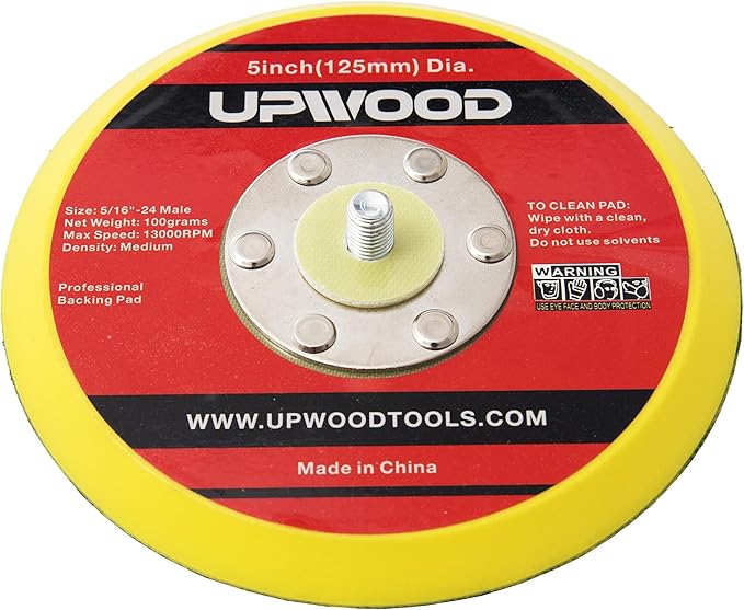 2 pcs 5" Vinyl Face PSA Backing Pad for Air Sander Polisher, 5/16" Arbor with 24 Thread 1,3000RPM DA Sanding Pad