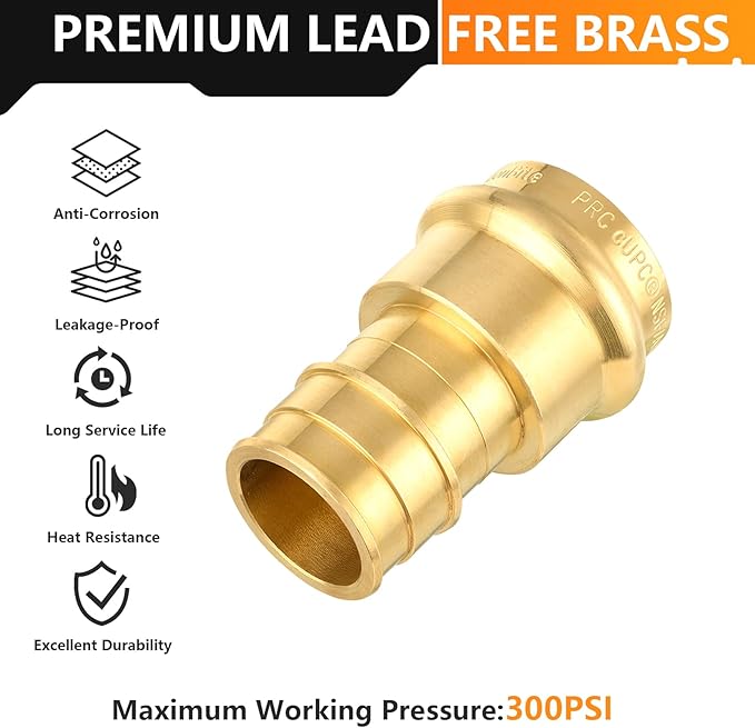 20-Pack HeSun Copper Press Fitting Adapter, 3/4" PRESS X 1" PEX-A Expansion F1960 Coupling, LF Brass