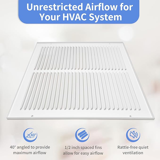 24"W x 14"H [Duct Opening Size] Steel Return Air Grille, Air Return Vent Cover for Ceiling and Sidewall - HVAC Air Vent Covers - [Outer Dimensions: 25.75"W x 15.75"H]