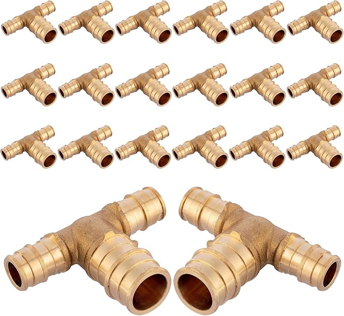(20-Pack) Seelink 1/2" x 1/2" x 3/4" PEX-A Tee Expansion Fittings, for PEX Tubing Pipe Hose Fittings, ASTM F1960(PEX1960048-20Pack)