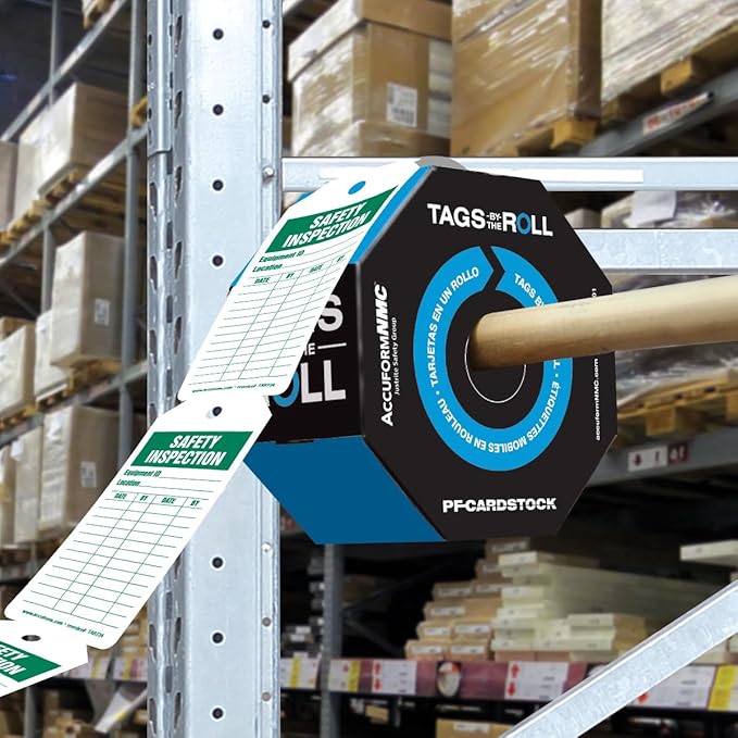 Accuform 250 Inspection and Status Record Tags by-The-Roll, Safety Inspection, US Made OSHA Compliant Tags, Waterproof PF-Cardstock, Resists Tears, 6.25"x3", TAR734