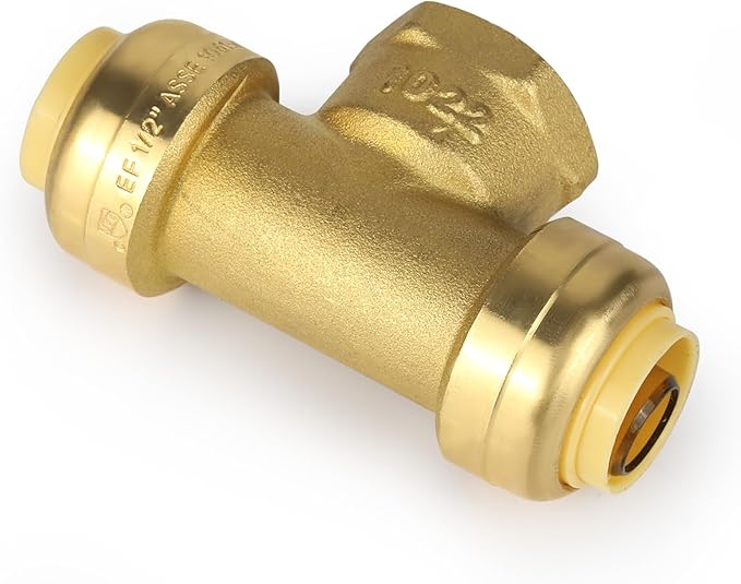 (5 Pack) EFIELD Female Tee 1/2"x1/2"x1/2" Push Fit Female Plumbing Tee,Brass Fitting No Lead For Copper Pex CPVC,(PF219-5PCS)