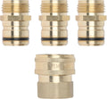 STYDDI 3/4-inch Full Flow Super Heavy Duty Hose Quick Connect Fittings, Lead-free Brass Full Port Garden Hose Quick Connector Coupler, 3/4” GHT High-Volume Hose Quick Release Adapter,3 Male + 1 Female