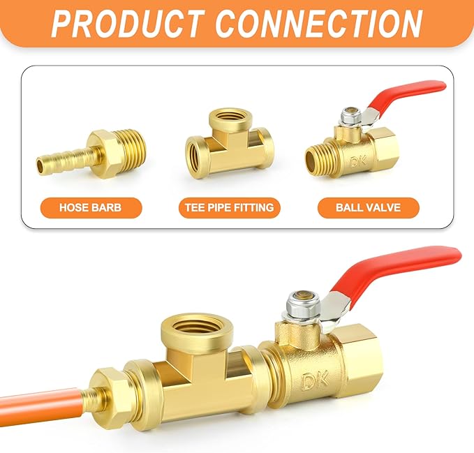 GASHER 5 Pcs Brass Tee Fitting, 3/8" x 3/8" x 3/8" NPT Female Pipe Fittings