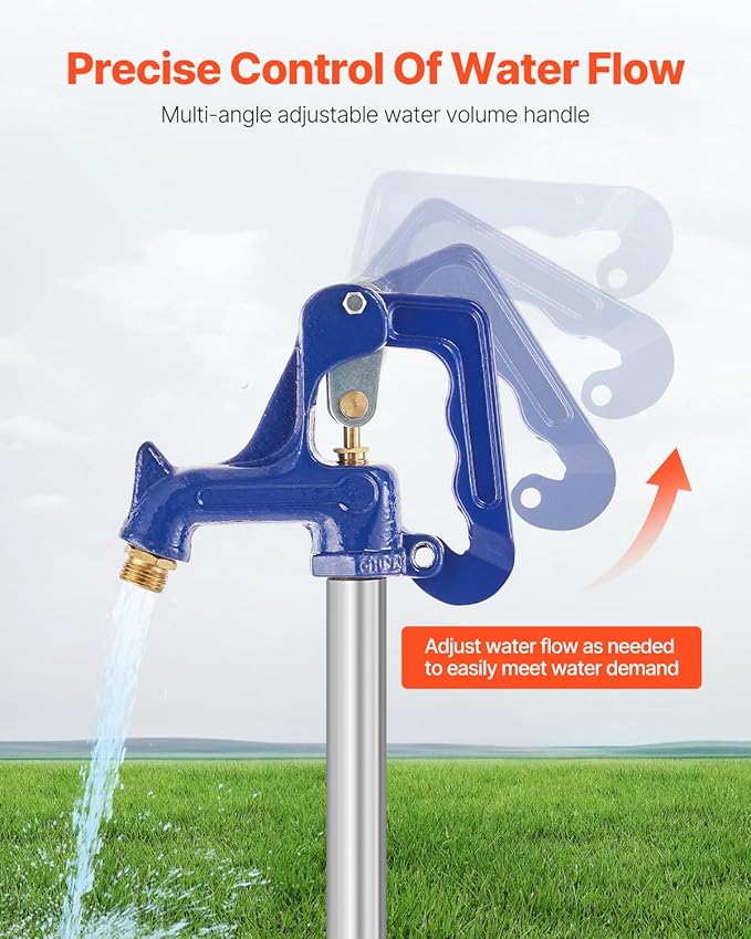 VEVOR Frost Proof Yard Hydrant, 4.25 FT Freeze-Proof Outdoor Faucet with 24" Bury Dept, 3/4" NPT Pipe Connection & 3/4" NH Hose Coupling, Heavy-Duty Cast Iron Hydrant for Yard, Garden, Farm Irrigation