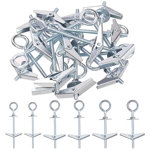 Hilitchi 15Pcs M5 O-Shaped Toggle Bolts and Wing Nut Kit Eye Bolt Toggle Anchors Set Butterfly Toggle Anchors Toggle Bolts Heavy Duty Butterfly Anchors for Hanging Lamps Heavy Items