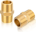 50-PCs HeSun Brass Hex Nipple Pipe Fitting, 3/8" NPT Male x 3/8" NPT Male Nipple Pipe Adapter, NPT012-50