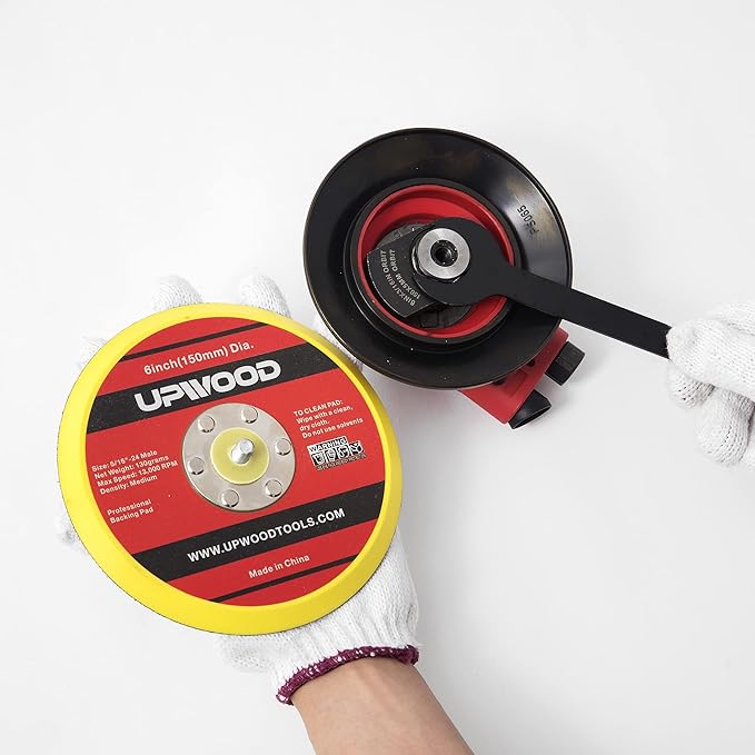 2 pcs 6" Vinyl Face PSA Backing Pad for Air Sander Polisher, 5/16" Arbor with 24 Thread 1,3000RPM DA Sanding Pad