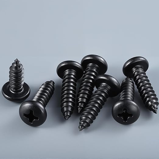 #8 x 5/8 Inch Pan Head Wood Screws, Phillips Drive, Black Oxide Stainless Steel 304 (18-8), Self Tapping for Wood, Sheet Metal Screws, 100 Pack