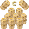 10-Pack HeSun Pushfit Female Adapter, 1/2" FNPT x 1/2" Push to Connect Plumbing Fittings with Disconnect Clip, Brass Push-fit Fittings for PEX, Copper, CPVC, PE-RT Pipes(PF030-10)