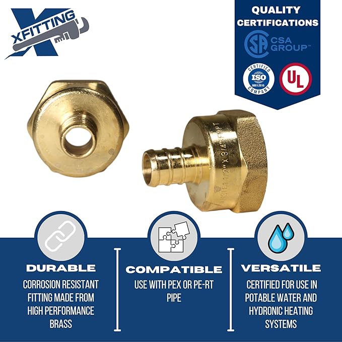 XFITTING 1/2 inch Pex x 3/4 inch Female NPT Adapter, 23-4-4=2X, 2 Pieces