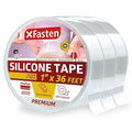 XFasten Self Fusing Silicone Tape Waterproof Clear – 1" x 36 Feet (3-Pack 108ft), Self Amalgamating Tape, Silicone Rubber for Plumbing, Sealing Pipes, Hose Repair, Outdoor Coax and Electrical Cables