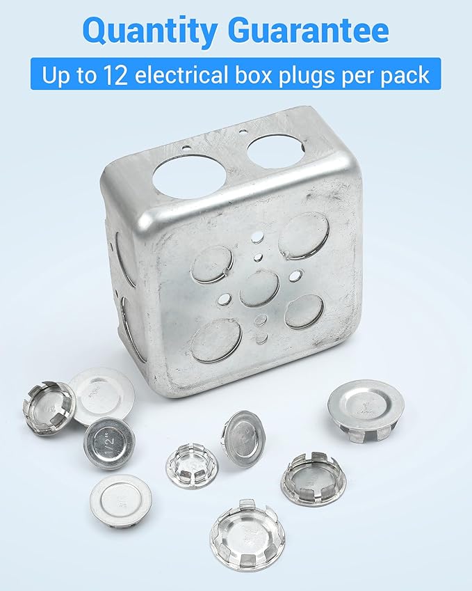 12 Pcs 1/2 inch Knockout Seal Electrical Box Knockout Plugs Removable Seals for Conduit Pipe Assorted Sizes to Fit Unused Electrical Box Openings