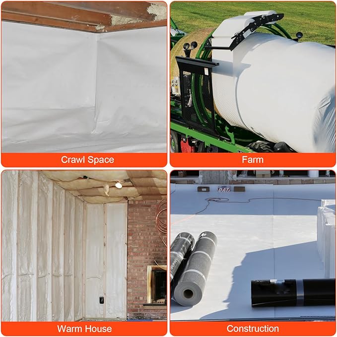 ABESTORM Crawl Space Vapor Barrier 14 Mil Film 10'x100' Thick Plastic Sheeting Drop Cloth Vapor Barrier Covering for Crawlspace, Encapsulation, Blackout Plastic Painters Tarp, Black and White Film