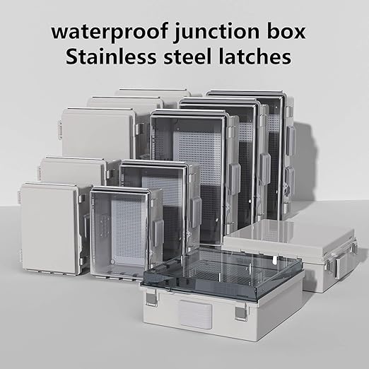 Electrical Junction Box, Ventilated Design, Cable Grommets, Indoor/Outdoor Use with Mounting Panel & Hinged Cover. Waterproof IP 65. (Grey Cover, 17.7"x13.7"x7.9")