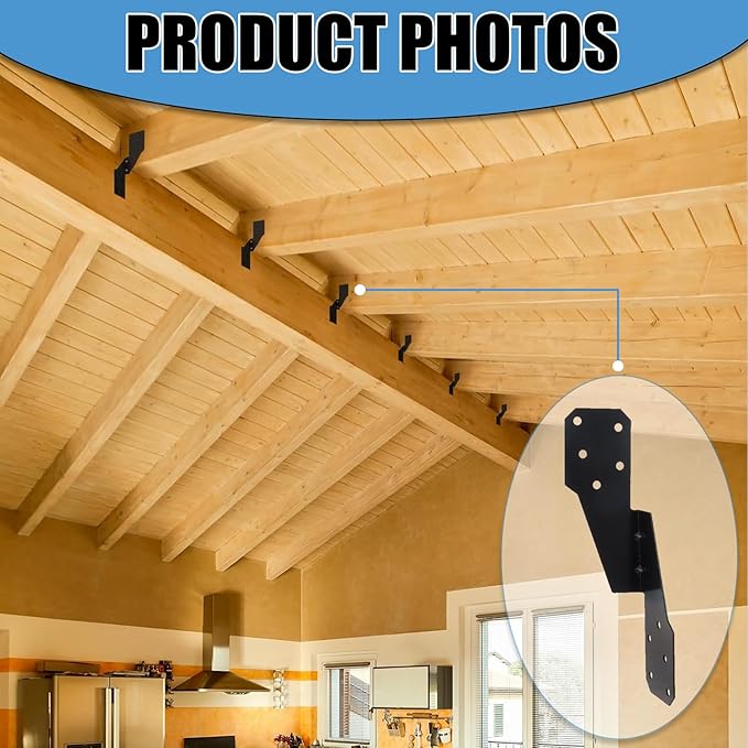 (30 PCS) Heavy Duty Hurricane Ties,Hurricane Straps Trusses/Rafters Ties,Strong Tie Brackets with Black Powder-Coated, Joist Hangers for Wood, Shed, Roof