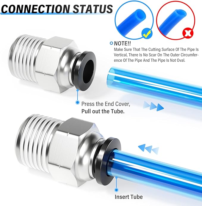 TAILONZ PNEUMATIC Elbow and Straight Combination 3/8 Inch Tube OD x 1/4 Inch NPT Thread Push to Connect Fittings PC-3/8-N2+PL-3/8-N2(Pack of 4)