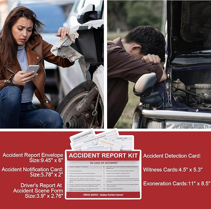 1 Pack Vehicle Accident Report Kit in Envelope 6 * 9.45inch Driver's Vehicle Inspection Report for Helps Drivers Collect Organize Report Vehicle Accident Information (1)