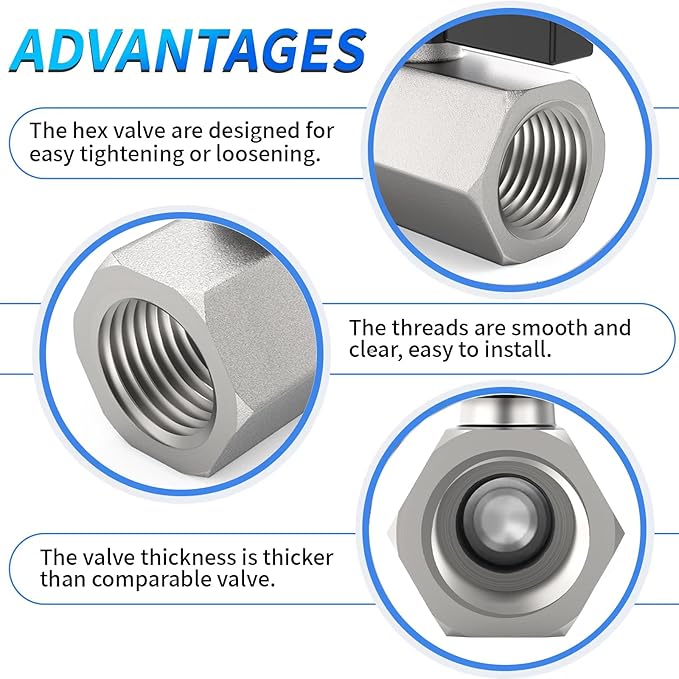 ChillWaves Brass Mini Ball Valve, Shut Off Switch Ball Valve 1/2" NPT Female x 1/2" NPT Female Thread Pipe Fitting(4-PACK)