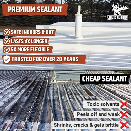 Liquid Rubber Color Waterproof Sealant - Elastomeric Roofing Coating for Flat or Slope Roofs & Foundations - DIY Paint & Leak Repair Membrane Compatible with Metal & Concrete - Clear, 1 Gallon