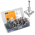 ALBO Drywall Anchor Kit Hollow Wall with Screws 50 pcs. (Grey Anchor 25pcs + Screws 25pcs) Plastic Hollow Wall Drilling Anchors