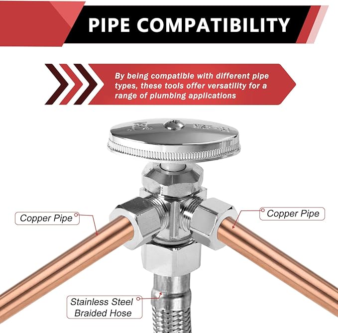 EFIELD Dual Compression Outlet Multi-Turn Angle Stop Valve,1/2" NOM (5/8" OD) x (3/8 inch x 3/8 inch) Chrome,(VALVE060)