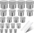 20 PCS 304 Stainless Steel Hex Pipe Plug Fittings Kits,Hex Head Plugs Fitting Assortment Kit 1/8" 1/4" 3/8" 1/2" 3/4" NTP Plugs Male Threaded