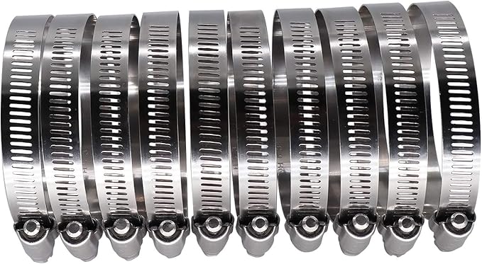 ROADFORMER 4" Worm Gear Hose Clamp - SAE 64 Size, Full Stainless Steel with 1/2" Band Width, Working Range 90mm - 114mm Hose Clamps,10 Pack