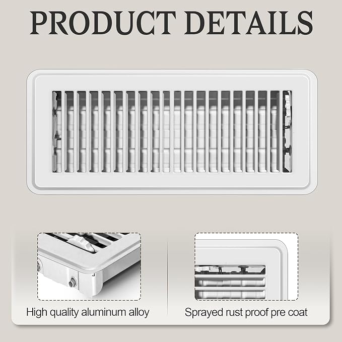 12 PCS Floor Vents Floor Registers 4x12 inch, Heavy Duty Metal Heat Air Vent Covers 4 X 12 with Rust Proof Finish for Home Office Wall Floor Registers Grilles & Vents (12, White, 4x12 Inches)