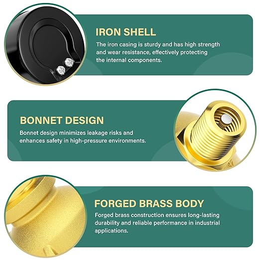 0-60PSI Air Test Pressure gauges, 2" Double Graduated Dial, 3/4" FNPT Forged Brass Bell Shape Body Assembly, 1/8" NPT Air Bleeding Valve, for Pressure Testing on Home Gas Line